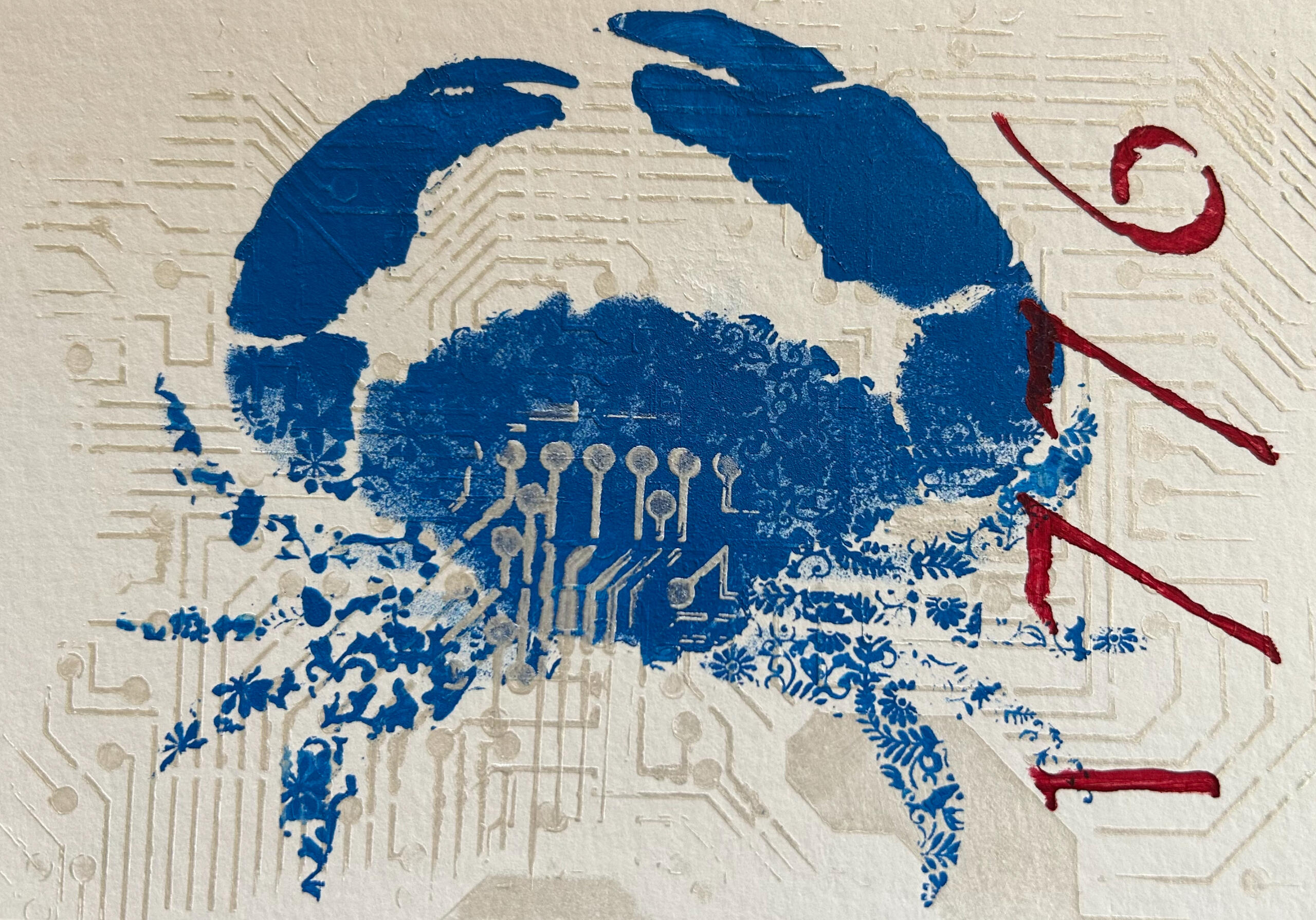 Learning Ribbon © 2025 Davar Ardalan. All Rights Reserved White canvas, black ribbon flowing through ornate shapes and circuit board stamping.